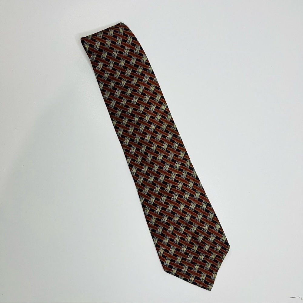 Giorgio Armani Brown / Orange Geometric Classic Silk Tie